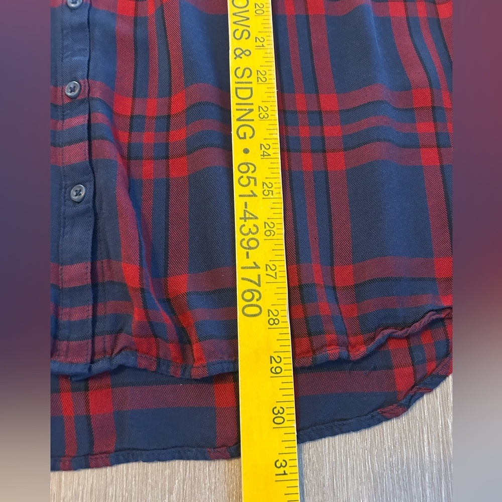 Isabel Maternity Women's Long Sleeve Button Down Shirt Plaid Sz Med Red & Blue - Picture 11 of 11